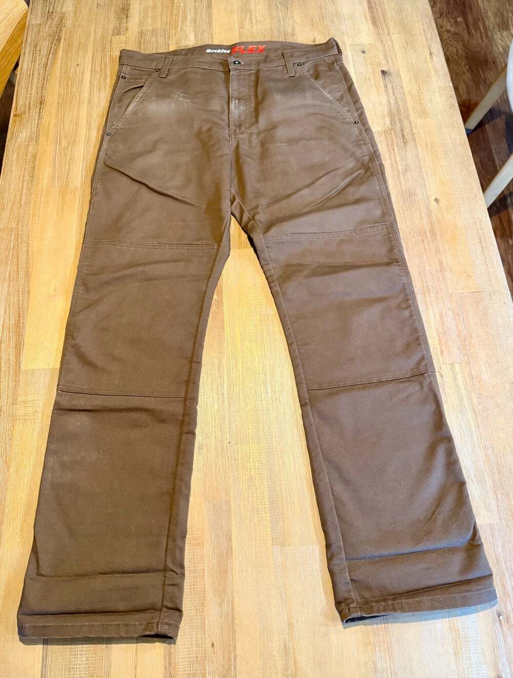 Dickies Flex Regular Fit Double Knee Canvas Work Pants Brown 34x32